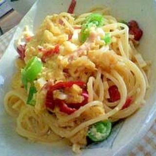 野菜のたまごクリームソースパスタ